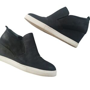 Caslon Black Leather Wedge Heel Ankle Booties | Size 9M | Side Zip Boots